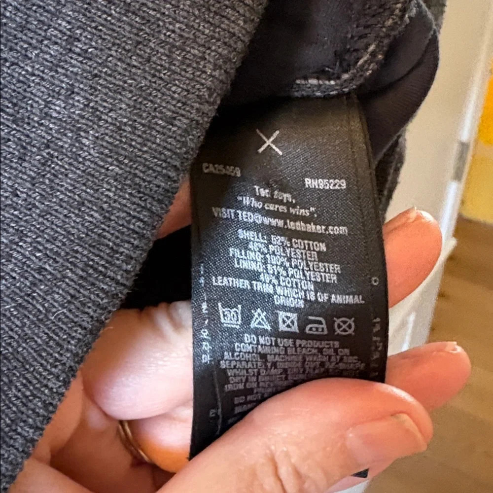 Ted Baker Dark Gray Quilted Bomber Jacket size 6